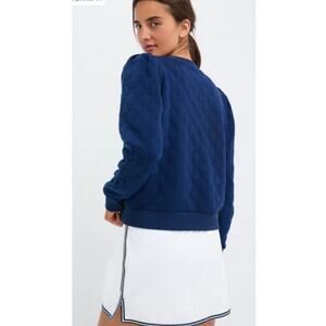 Tuckernuck Sport Puff Sleeve Campbell Pullover Quilted Navy Sweater M